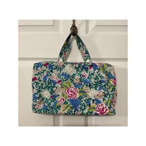 Vtg Christian Dior Two Handle Floral Cosmetic Bag Travel Case